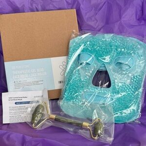 Jade Roller and Gel Bead Face Mask Set - Hot&Cold Therapy